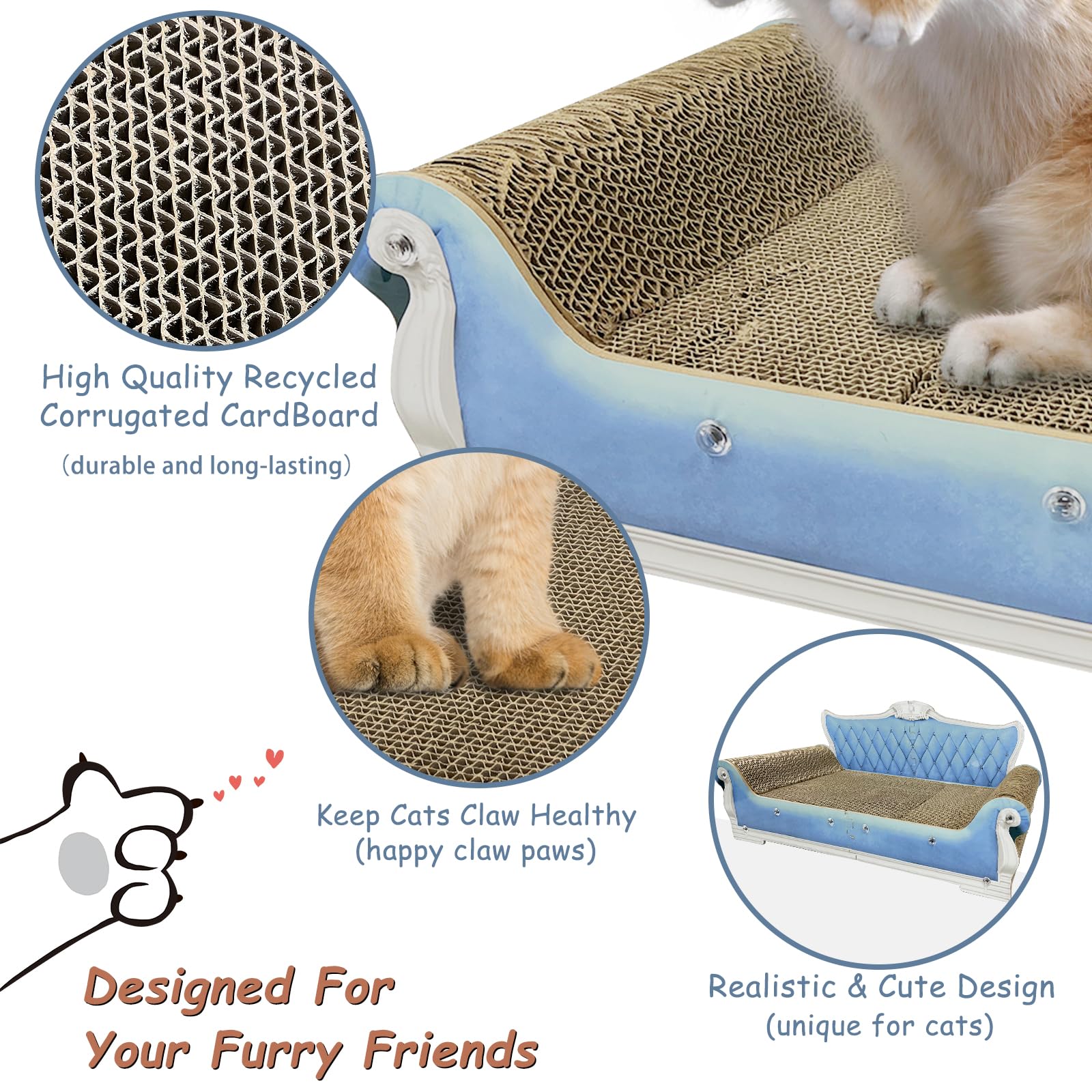 INRLKIT couch-shaped scratcher demonstrates stylish feline scratching and rest area