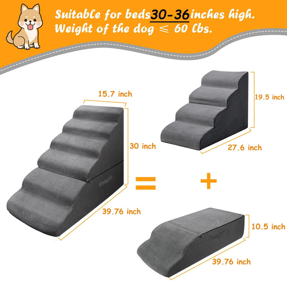 INRLKIT Dog Stairs 4-tier steps up to 30 inches for tall beds