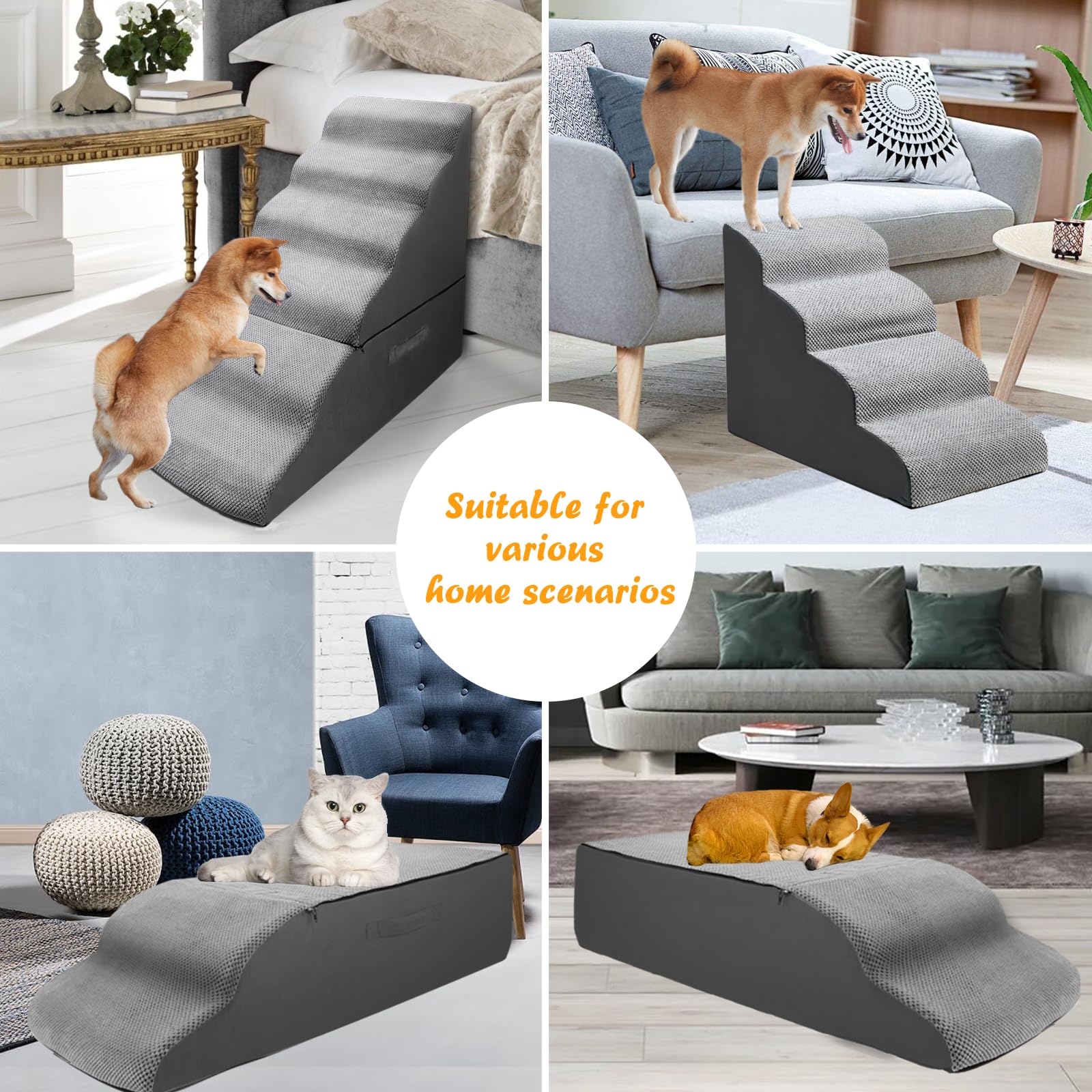 INRLKIT Dog Stairs vacuum-packed packaging shows quick foam rebound