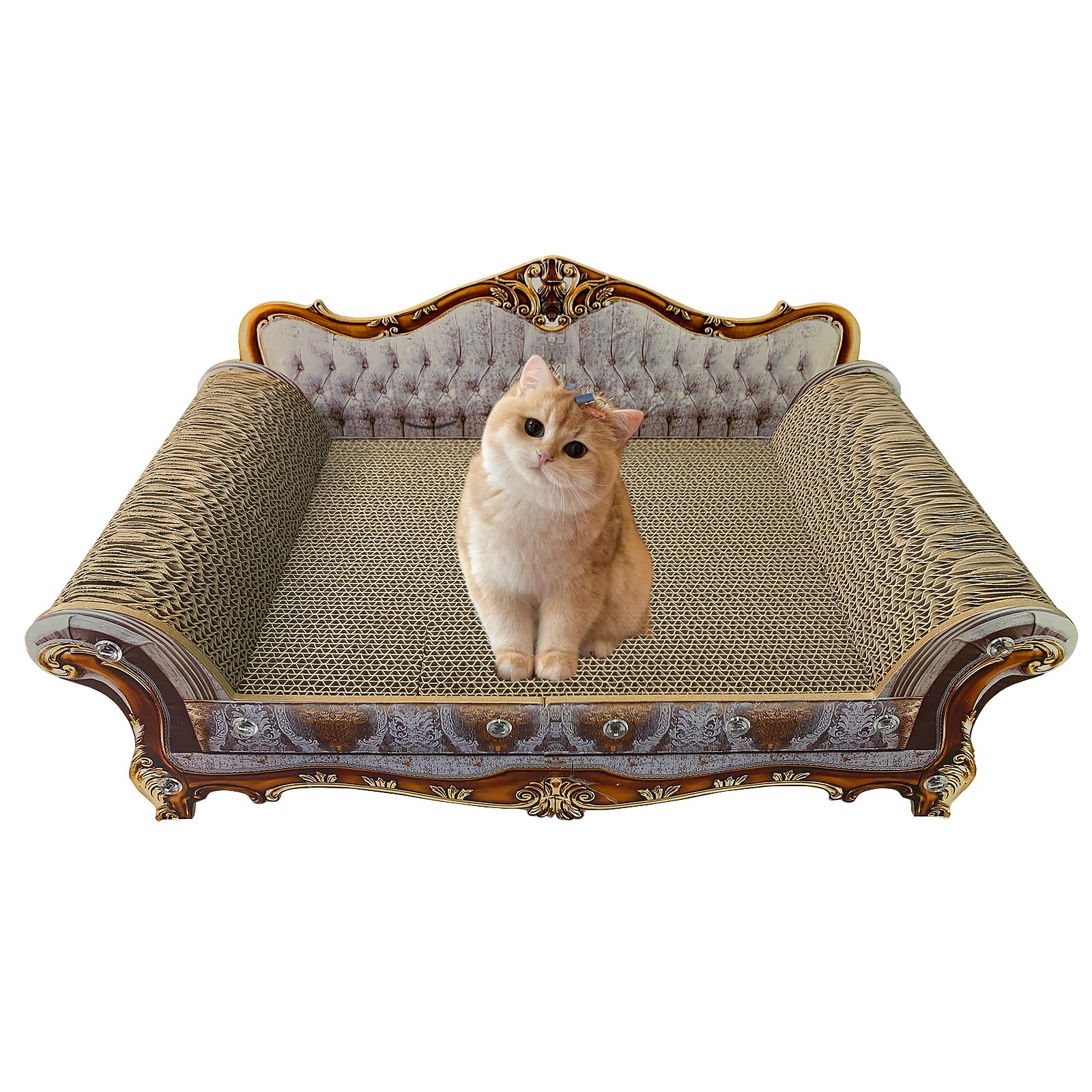 INRLKIT luxury cardboard cat scratcher sofa image showing premium lounging for indoor cats