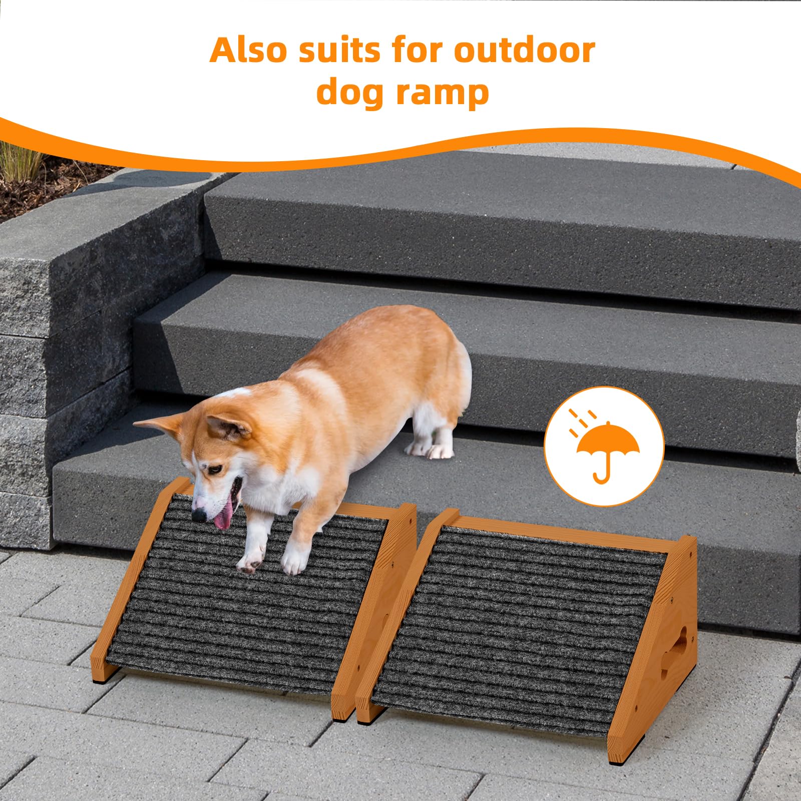 INRLKIT wooden dog ramp demonstrates 154lbs load capacity for sturdy support.