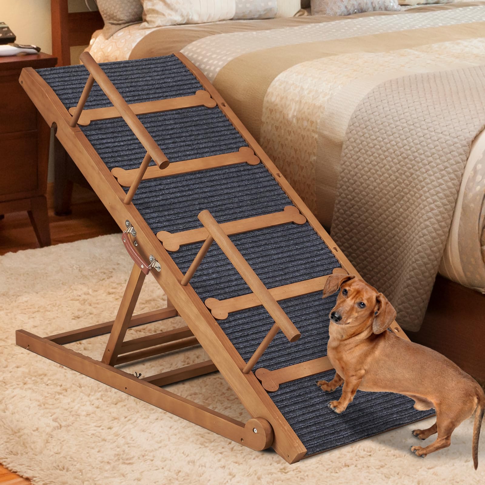 INRLKIT wooden dog ramp 47-2 long ready for high bed climbs.