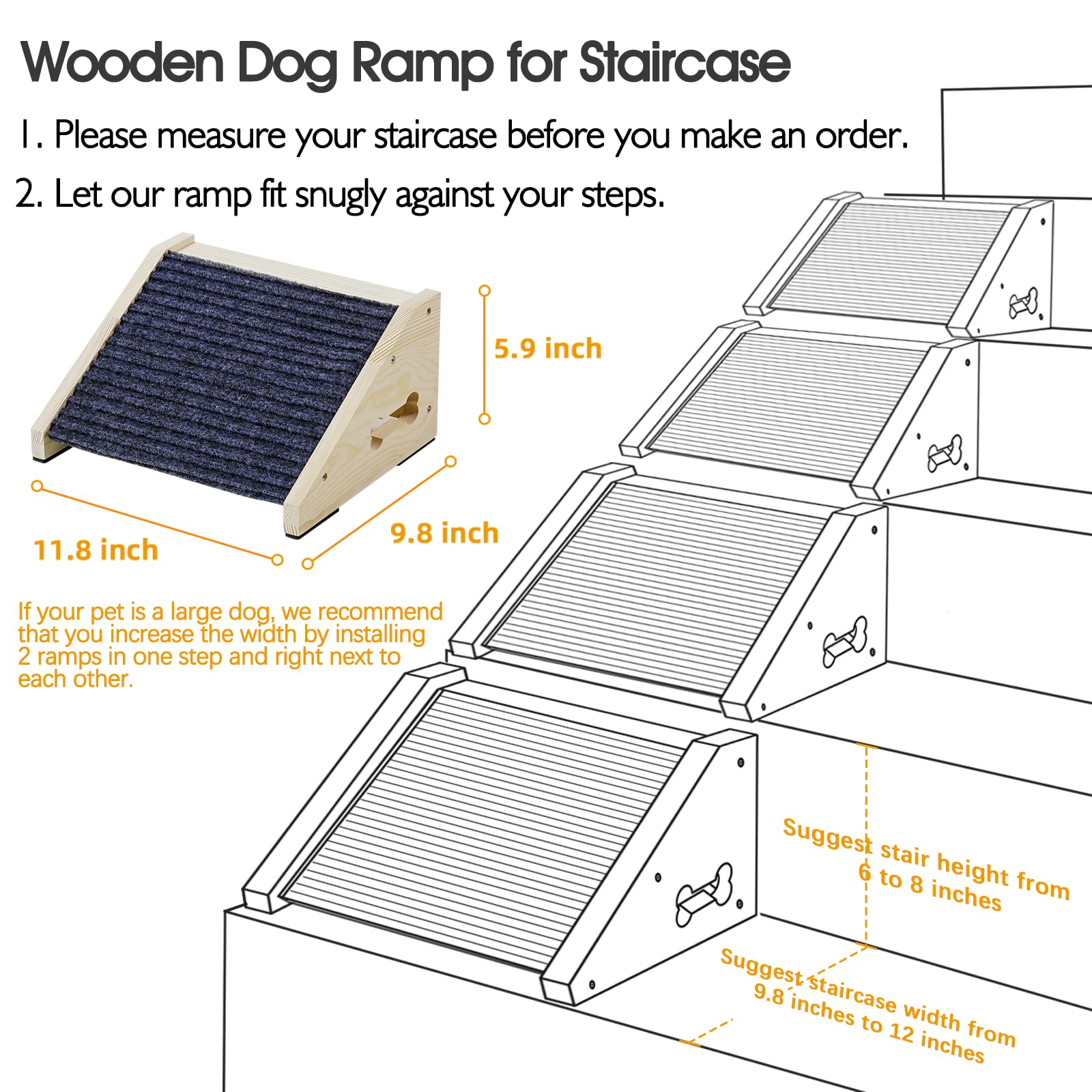 INRLKIT wooden dog ramp anti-slip bottom closeup for added grip