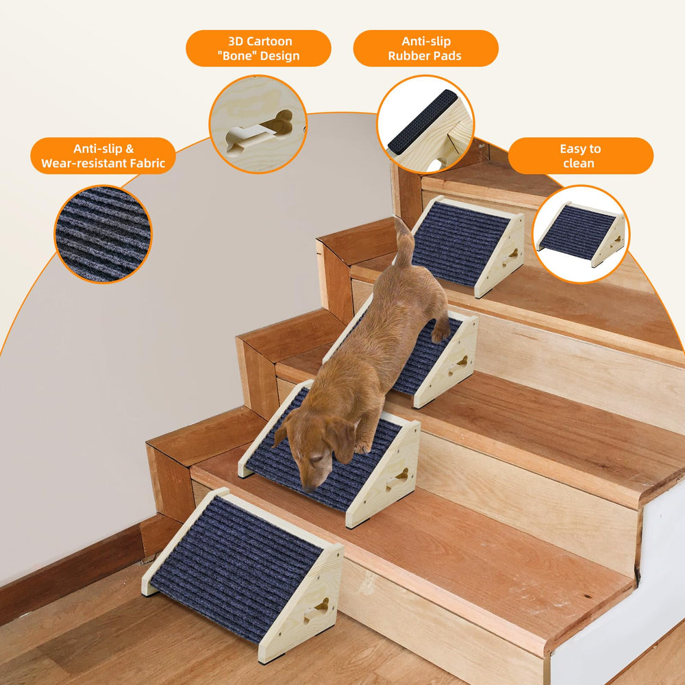 INRLKIT wooden dog ramp dog on ramp illustrates easy pet access