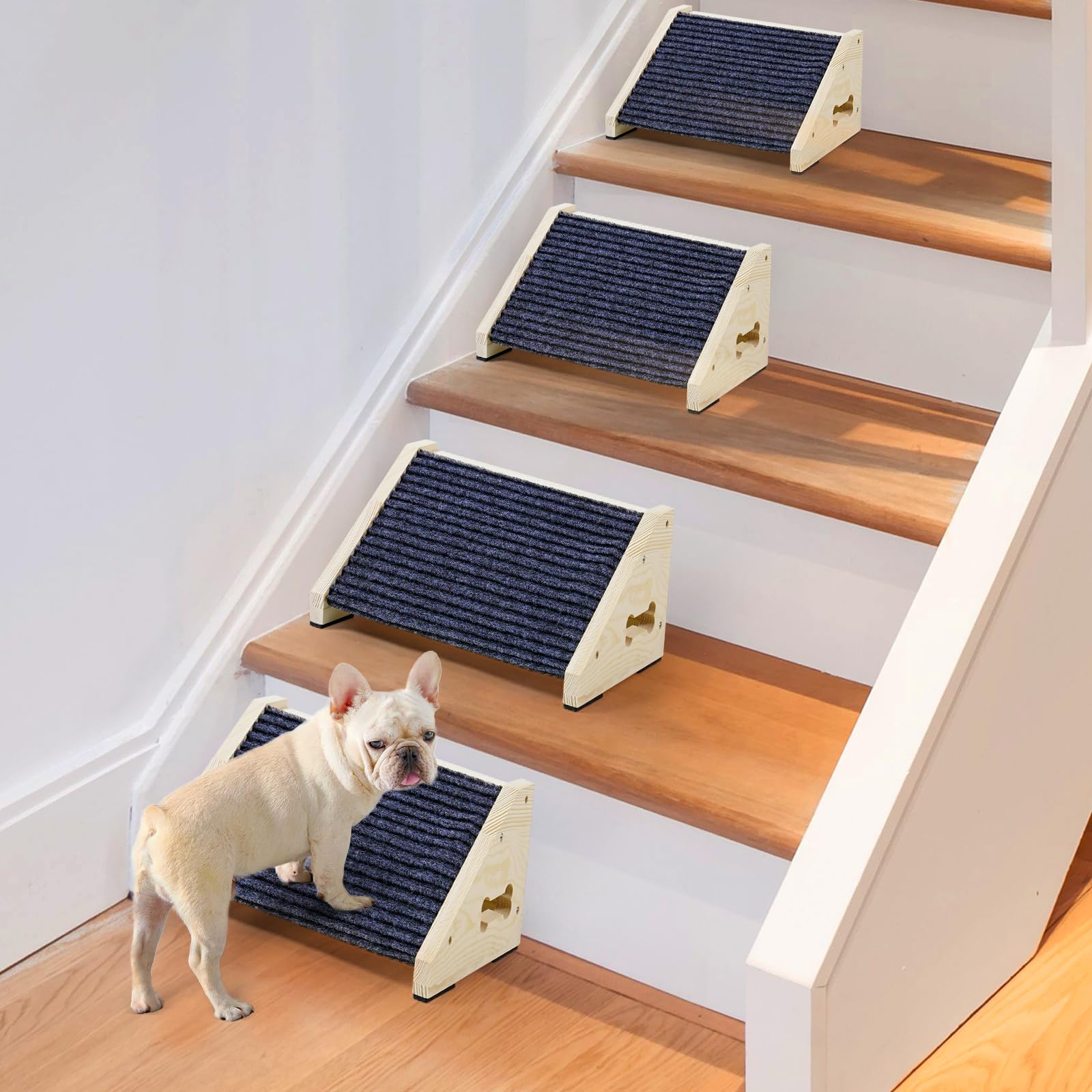 INRLKIT wooden dog ramp gray front view highlights stability for access