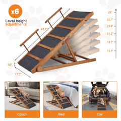 INRLKIT wooden dog ramp with side rails enhances pet safety.