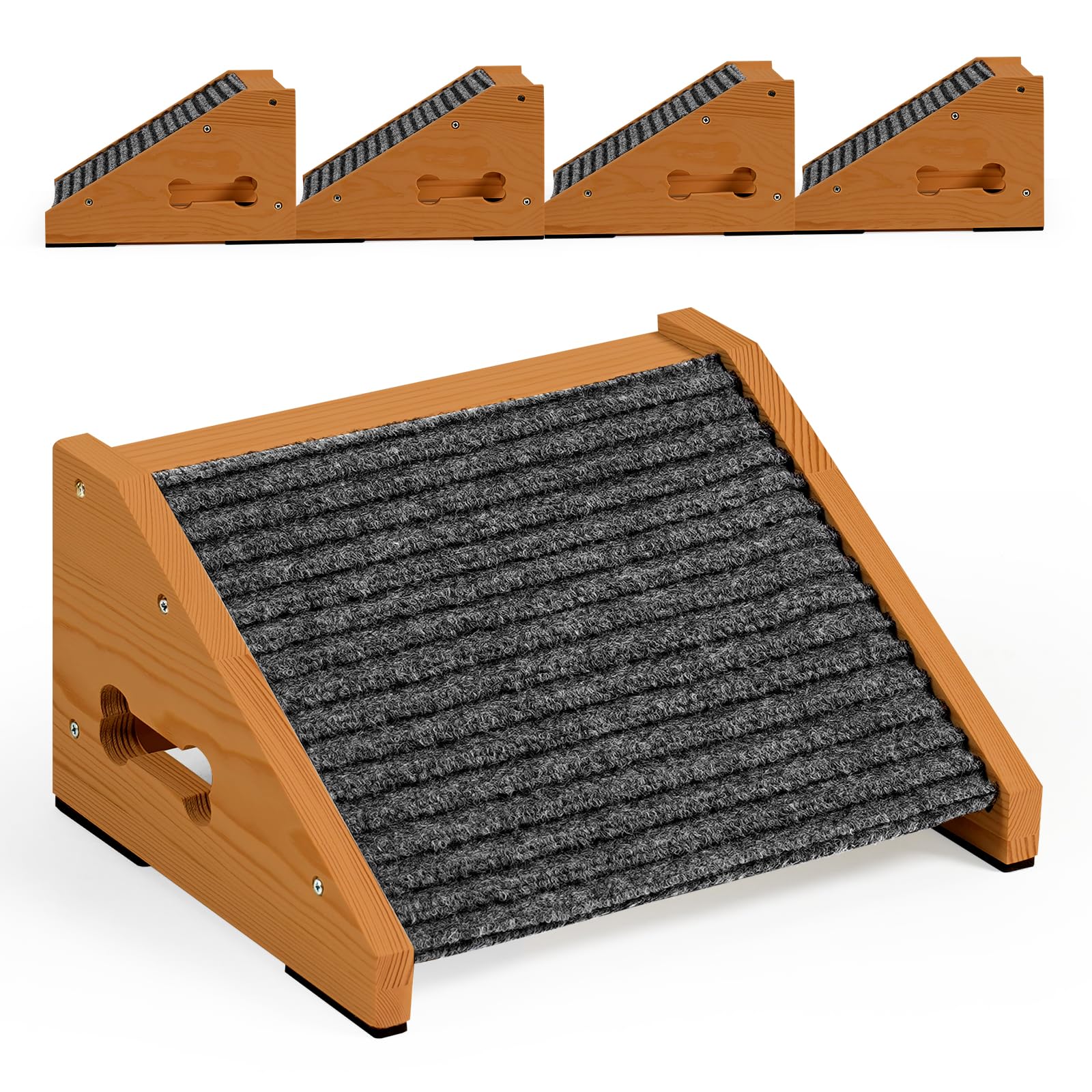 INRLKIT wooden dog stairs easy to clean, rinse-under-faucet friendly.