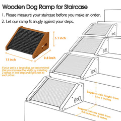INRLKIT wooden pet stairs side view with anti-slip bottom for safe climbs.