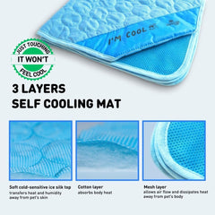 Inspector Tail cooling mat blue with free string bag for portable storage.