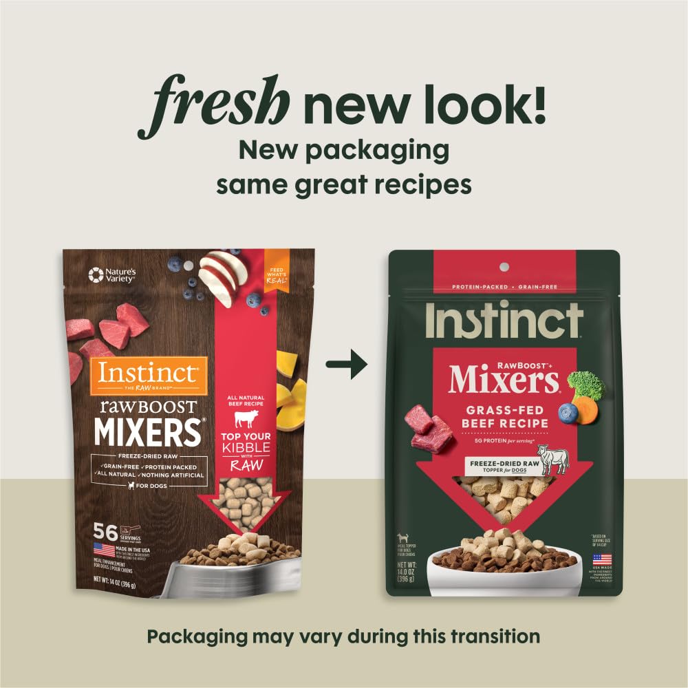 Instinct Raw Boost Mixers freeze-dried beef close-up showcases nutrient-rich texture