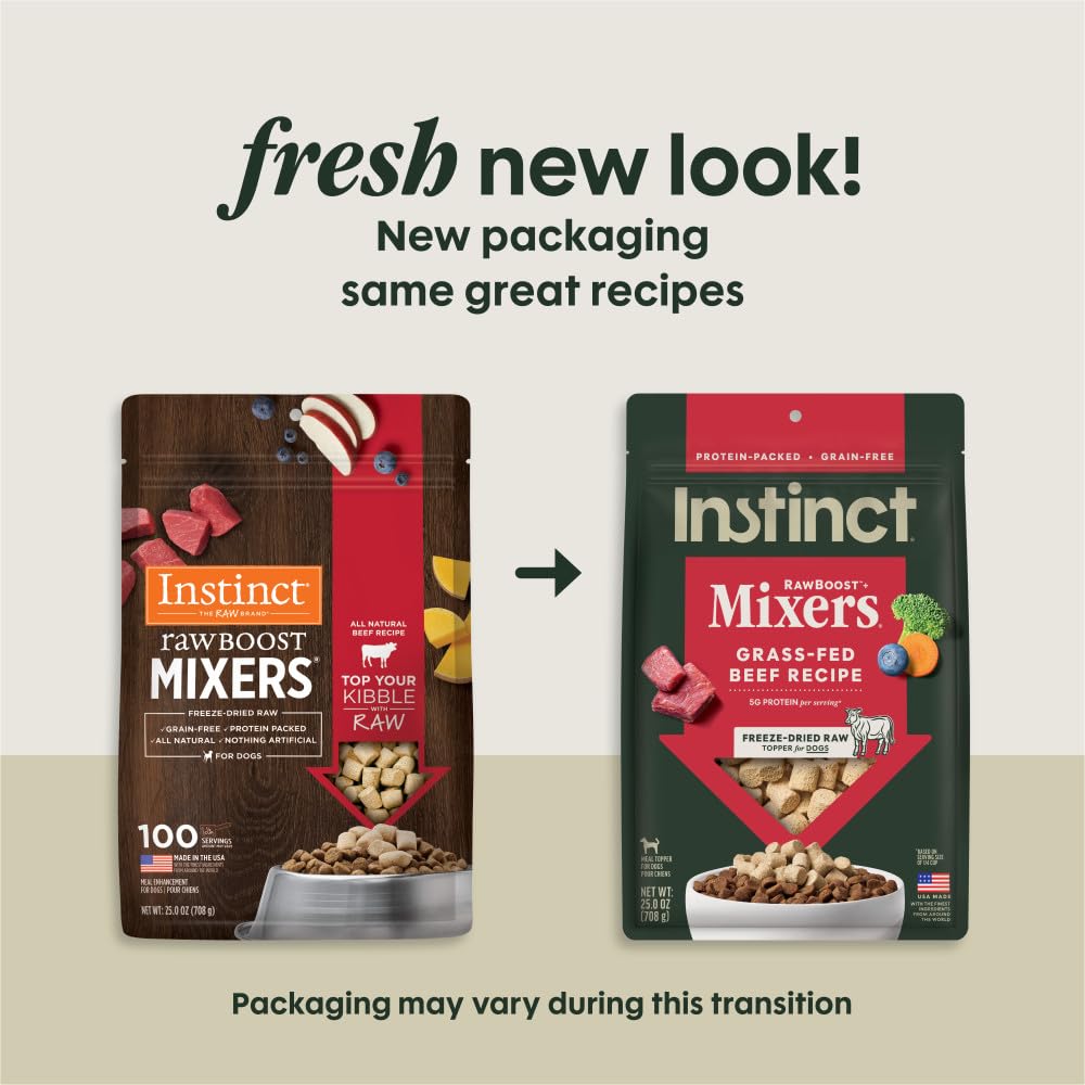 Instinct Raw Boost Mixers serving bowl showing toppers for picky eaters.