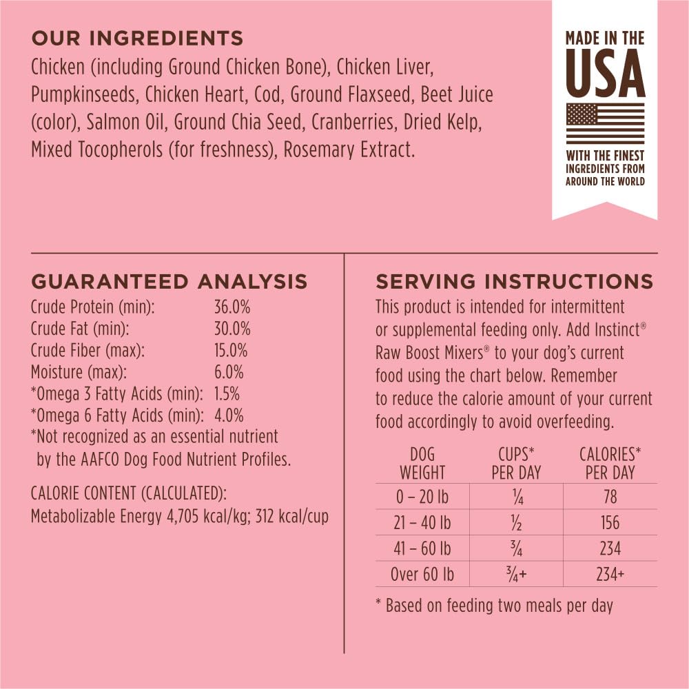 Instinct Raw Boost Mixers USA-made claim highlights quality sourcing.