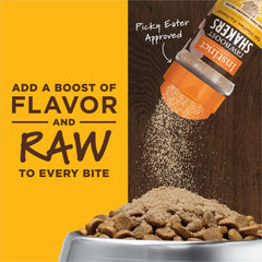 Instinct Raw Boost Shakers chicken ingredients chart features cage-free chicken and liver for flavor and nutrition.