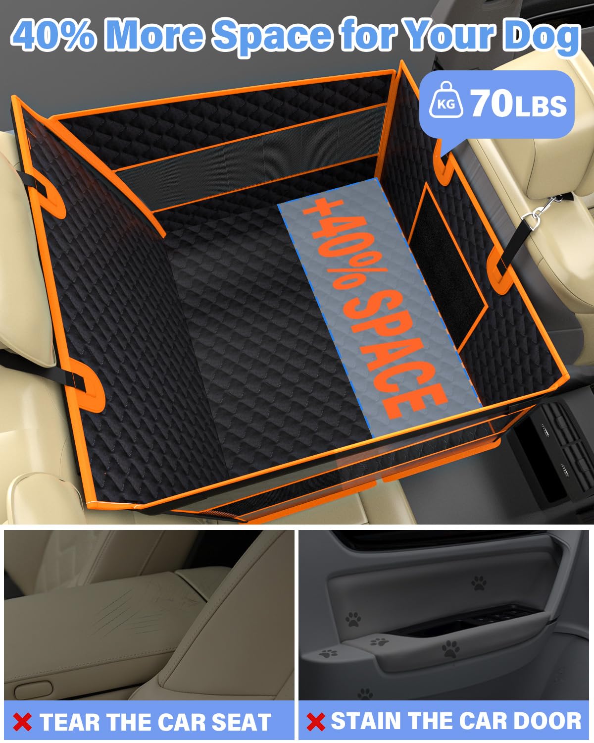Instraella Dog Car Seat mesh windows provide airflow and pet visibility