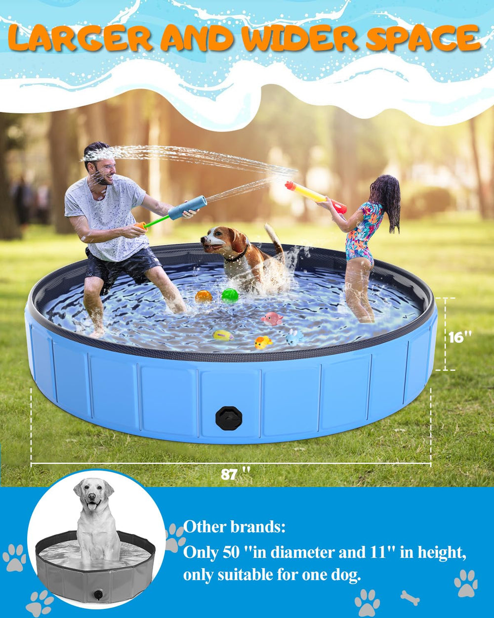 Instraella dog pool side panel detail showing sturdy frame and water resistance