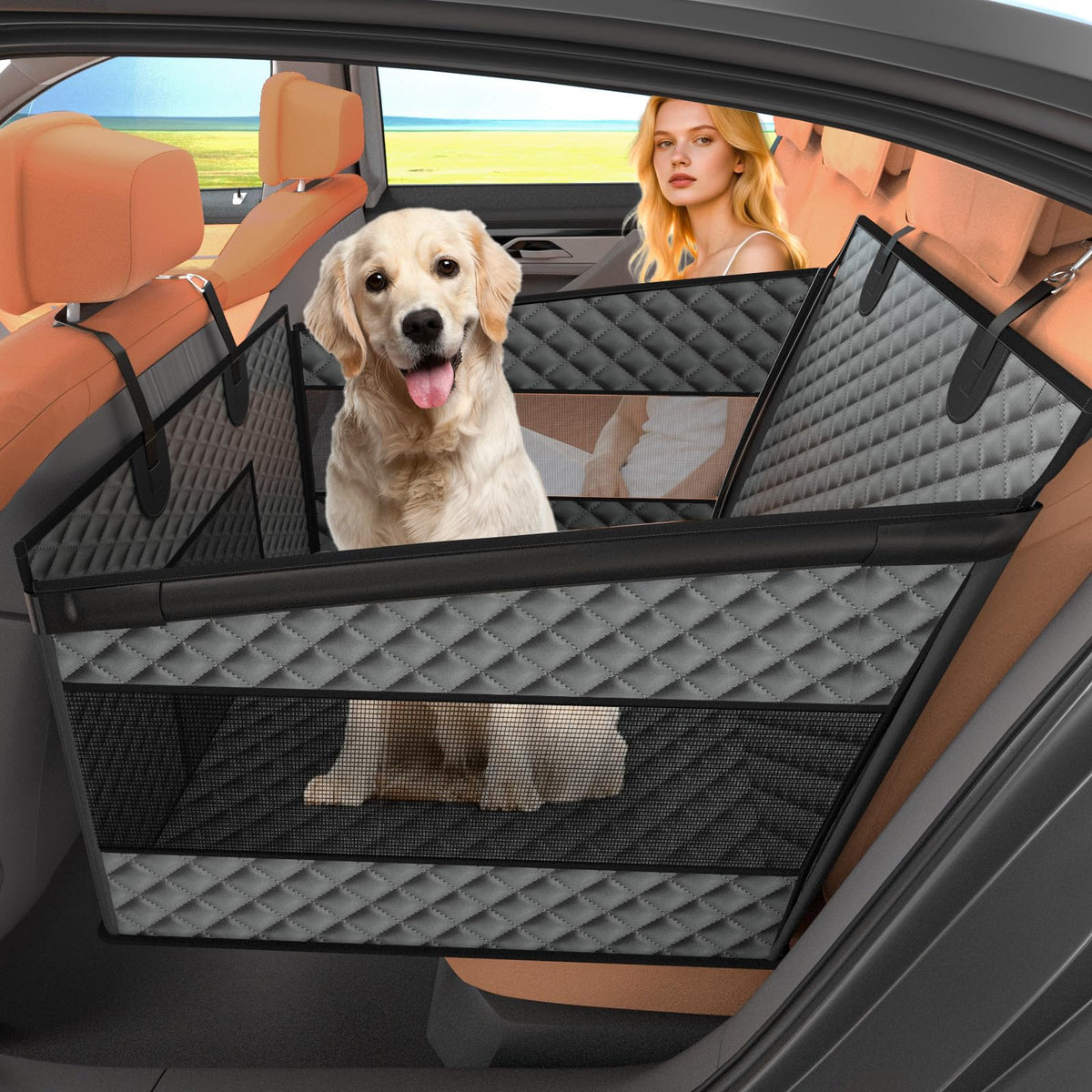 Instraella dog car seat with 360 protection keeps your large dog secure during sudden stops