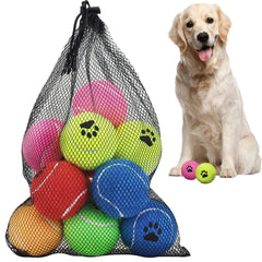 INSUM bulk tennis balls for dogs – 12-pack in vibrant colors for easy backyard fetch.
