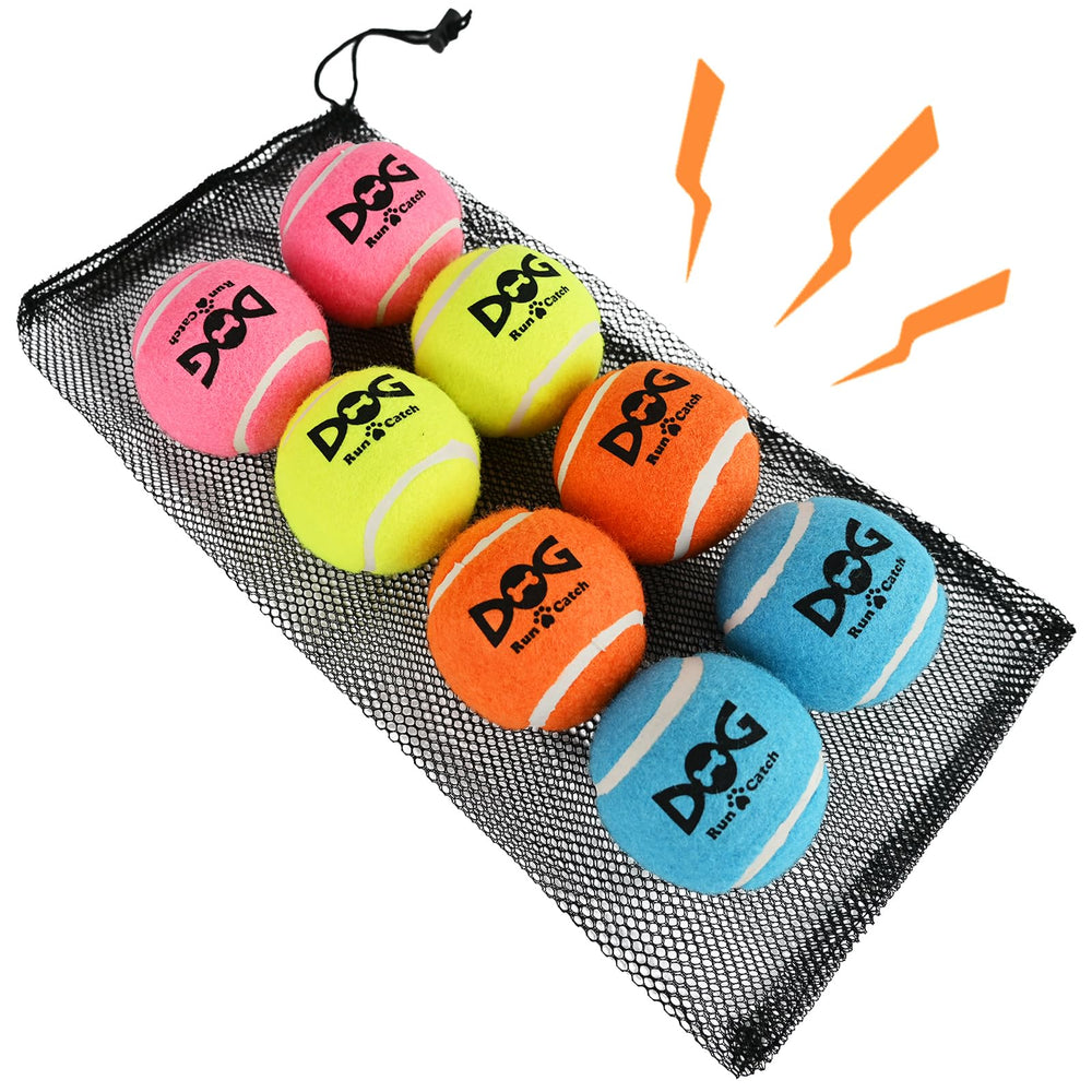 INSUM large squeaky tennis ball in hand for easy size check and interactive play.