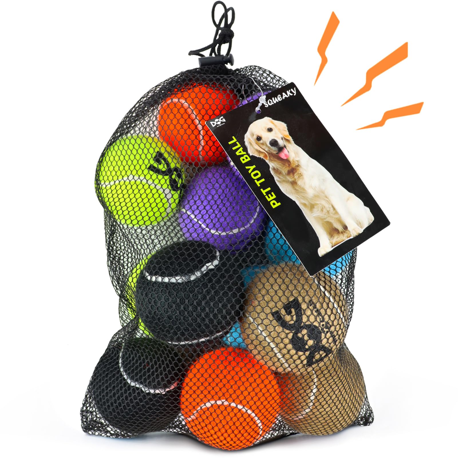 INSUM Squeaky Ball 12-pack with bright colors for easy visibility during fetch
