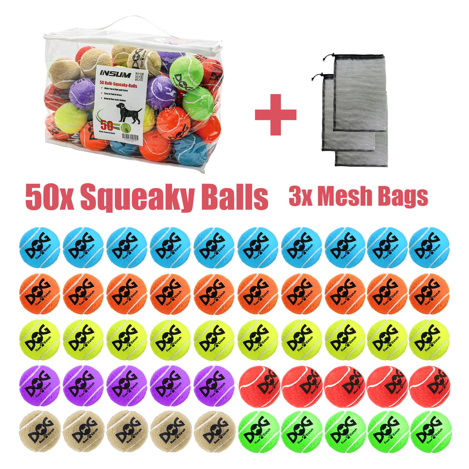 INSUM squeaky tennis ball—indoor-outdoor use for versatile home, park, or beach play.