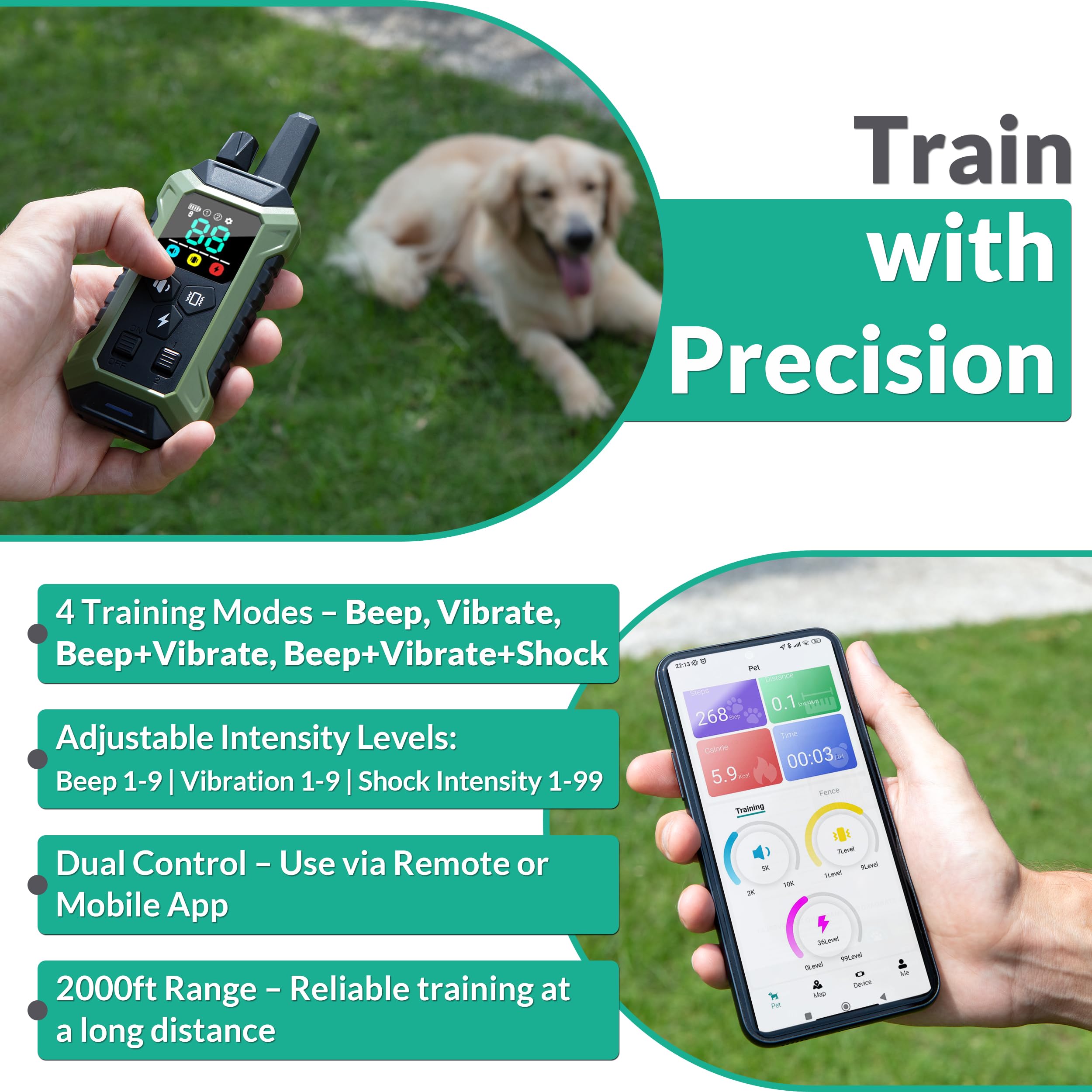 INTELIPAWS training modes remote control enables gentle training with multiple options.