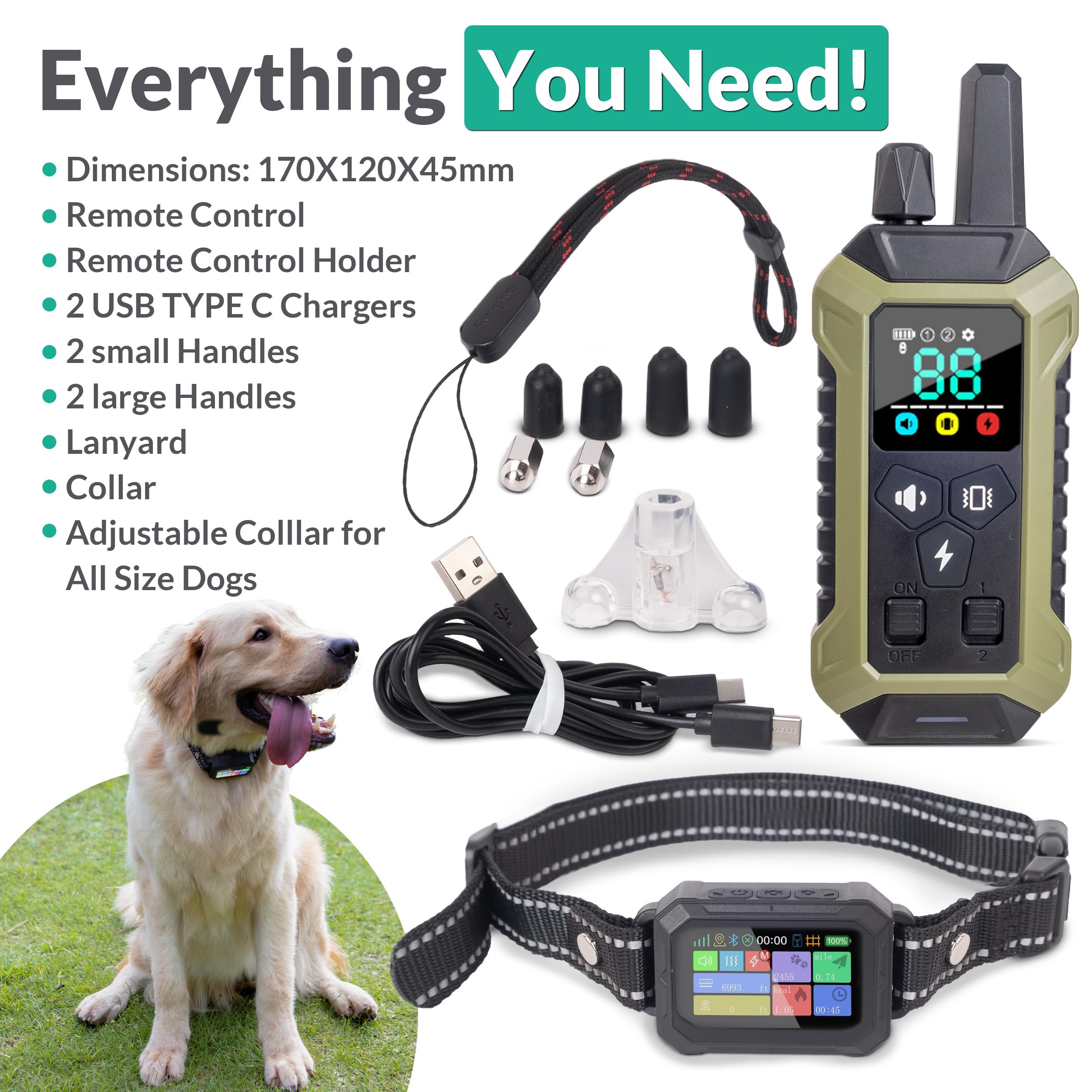 INTELIPAWS waterproof collar with reflective band suited for all-weather night walks.