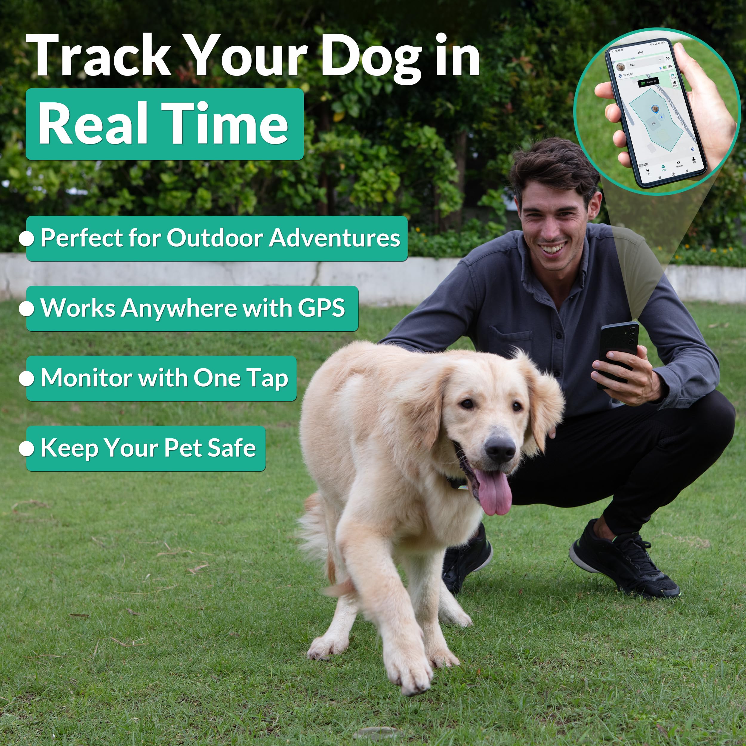 INTELIPAWS waterproof-reflective-band enhances nighttime visibility during yard play and walks.