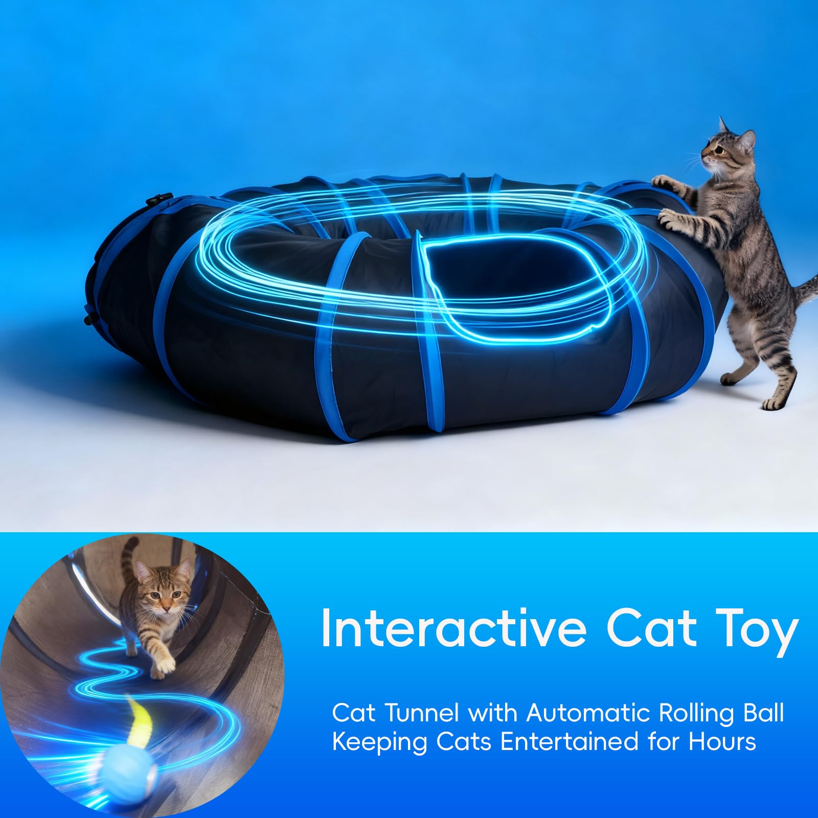 Interactive Cat Toys tunnel assembly fold design for easy storage.