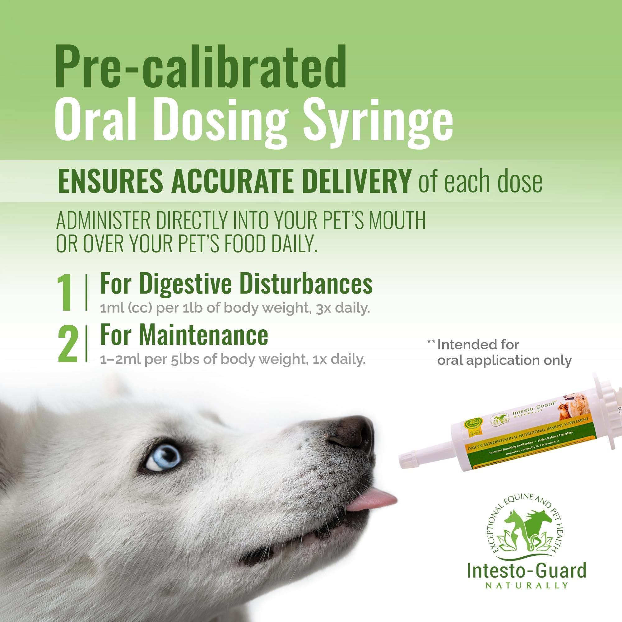 INTESTO-GUARD 60ml tube with measurement markings for flexible dosing.