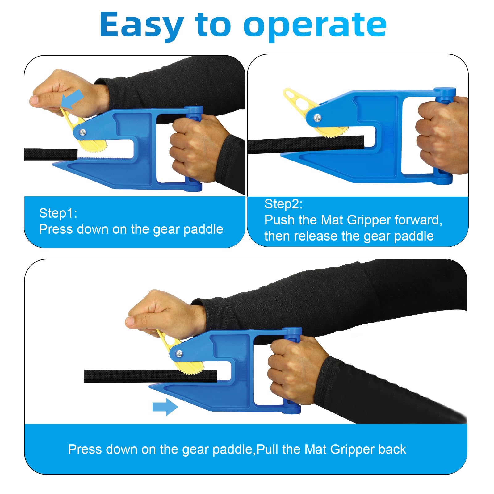 INTII stall mat grippers on a stall setup illustrate back-saving lifting.