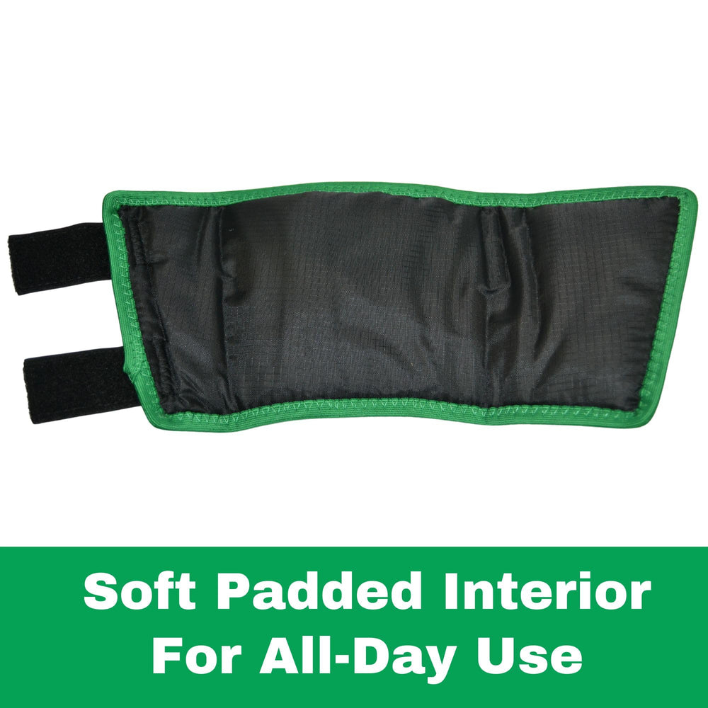 Intrepid International Click Fetlock Shield close-up shows durable stitching.