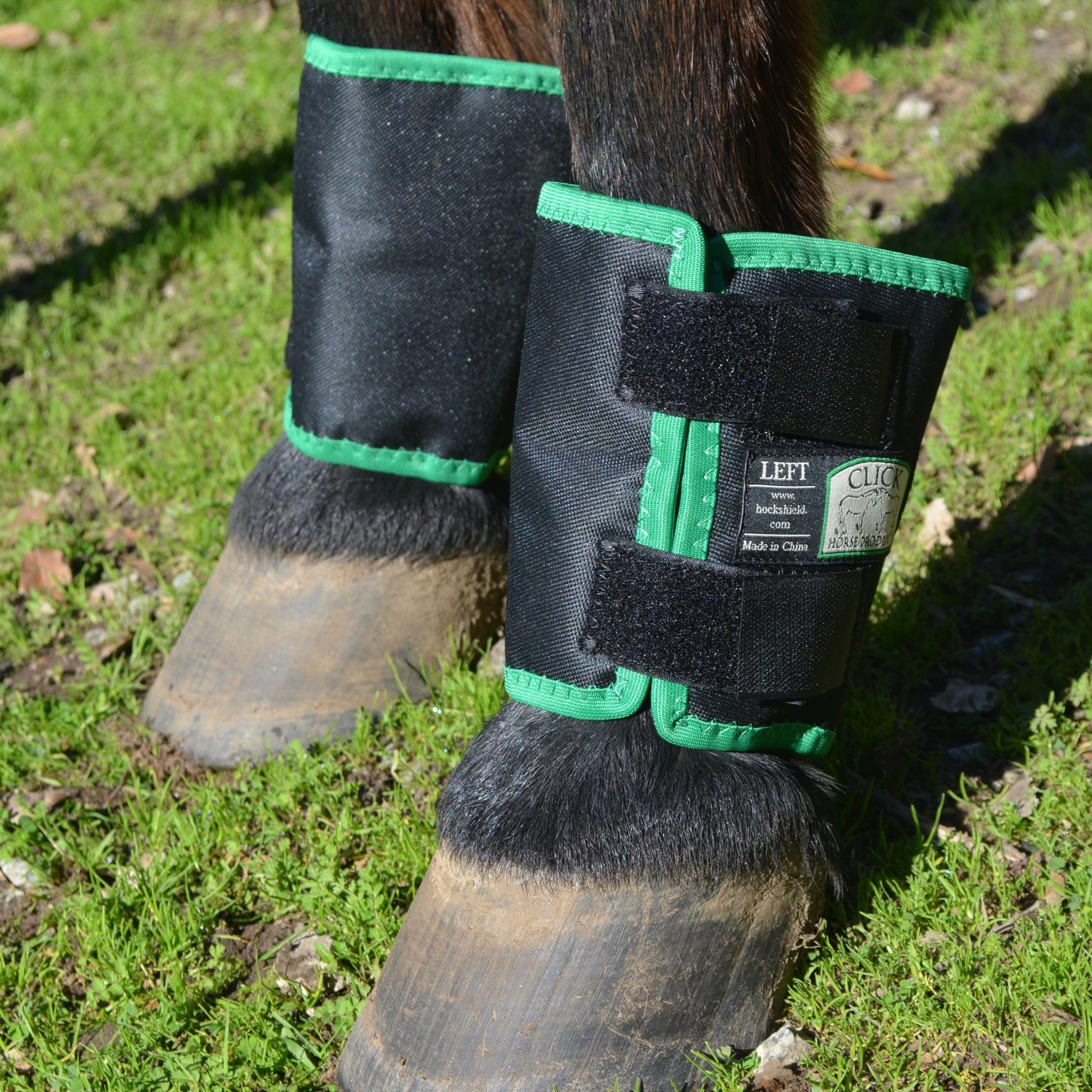 Intrepid International Click Fetlock Shield easy-application design enables quick fitting.