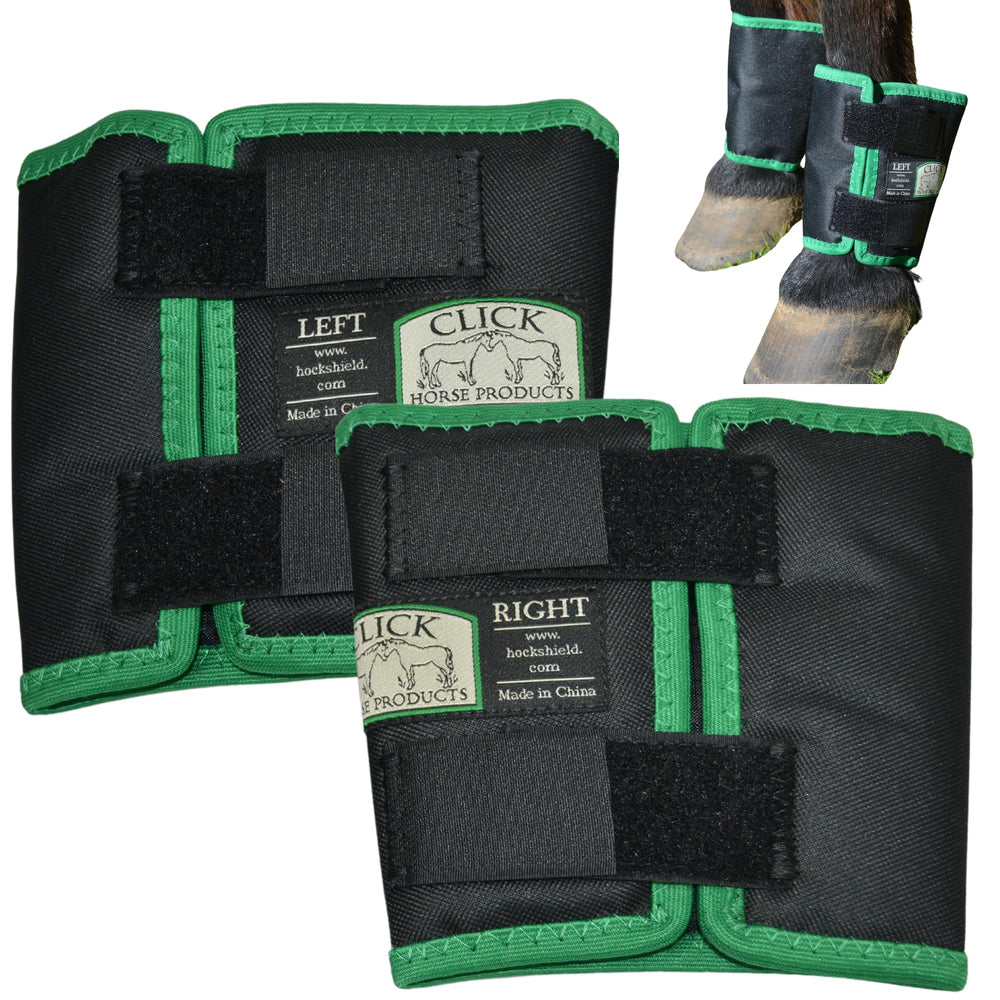 Intrepid International Click Fetlock Shield pair protects fetlocks from pressure during rest.