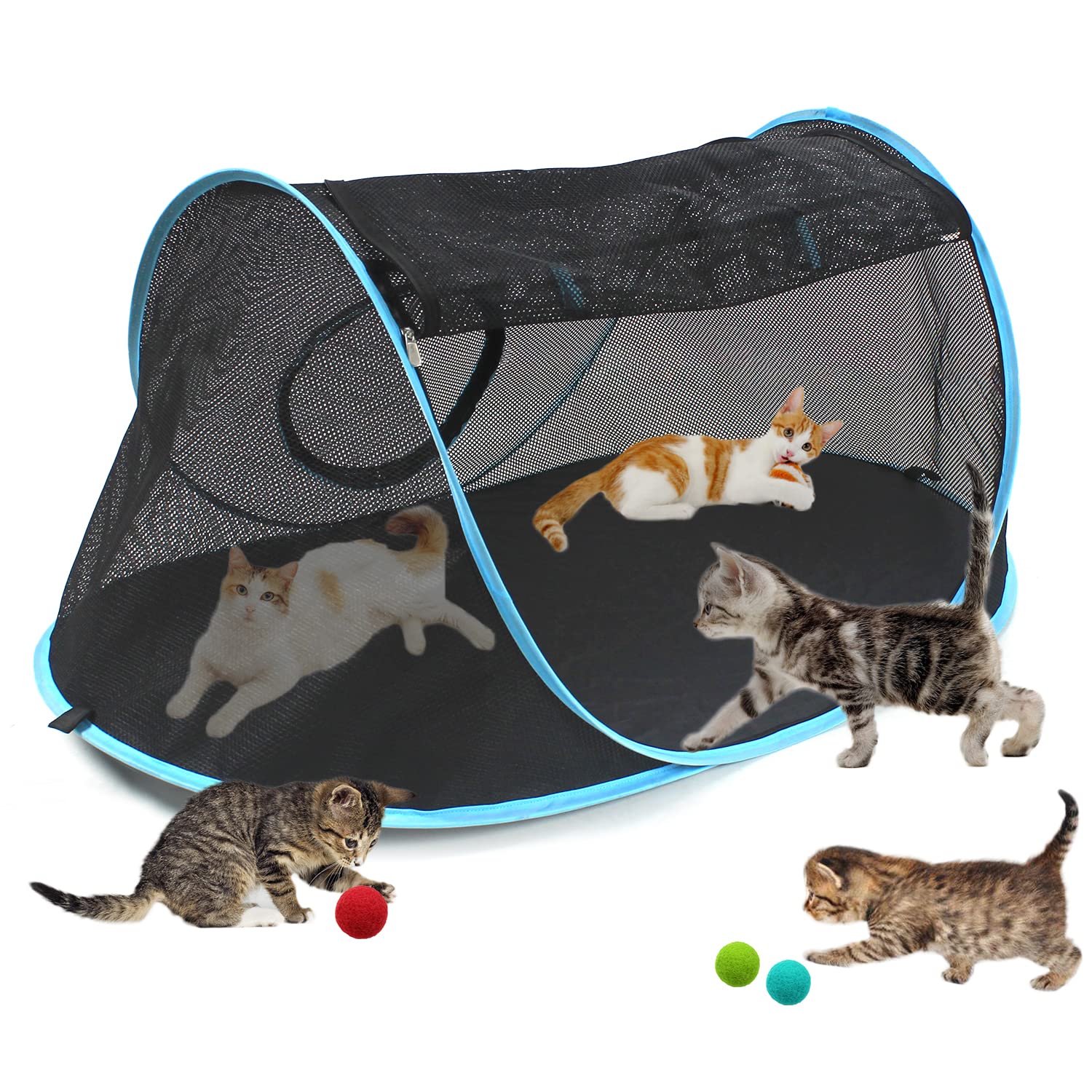 INTURN Cat Furniture Tent interior view showcases cozy, safe indoor-outdoor play space.