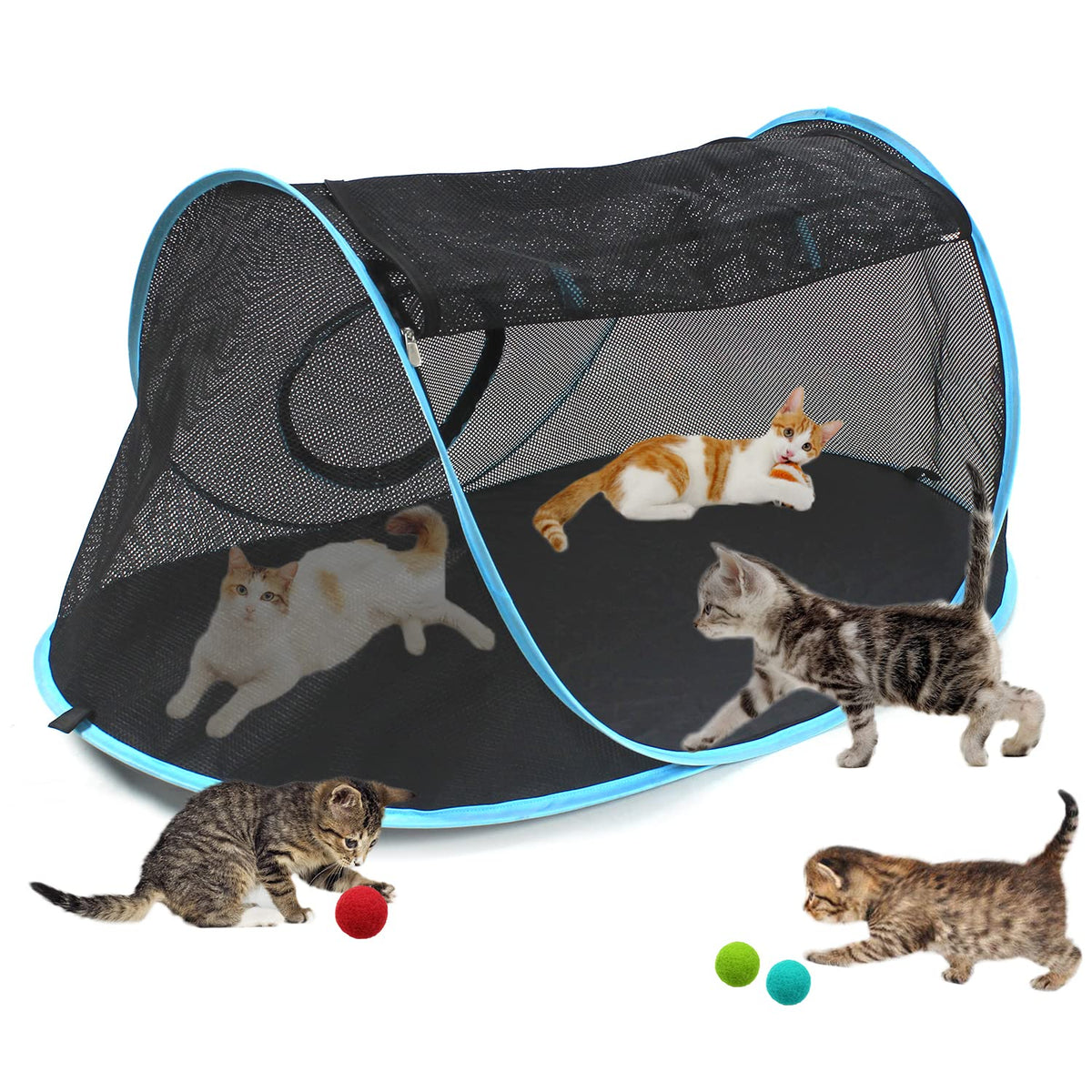 INTURN Cat Furniture Tent interior view showcases cozy, safe indoor-outdoor play space.