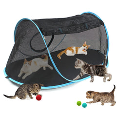 INTURN Cat Furniture Tent interior view showcases cozy, safe indoor-outdoor play space.