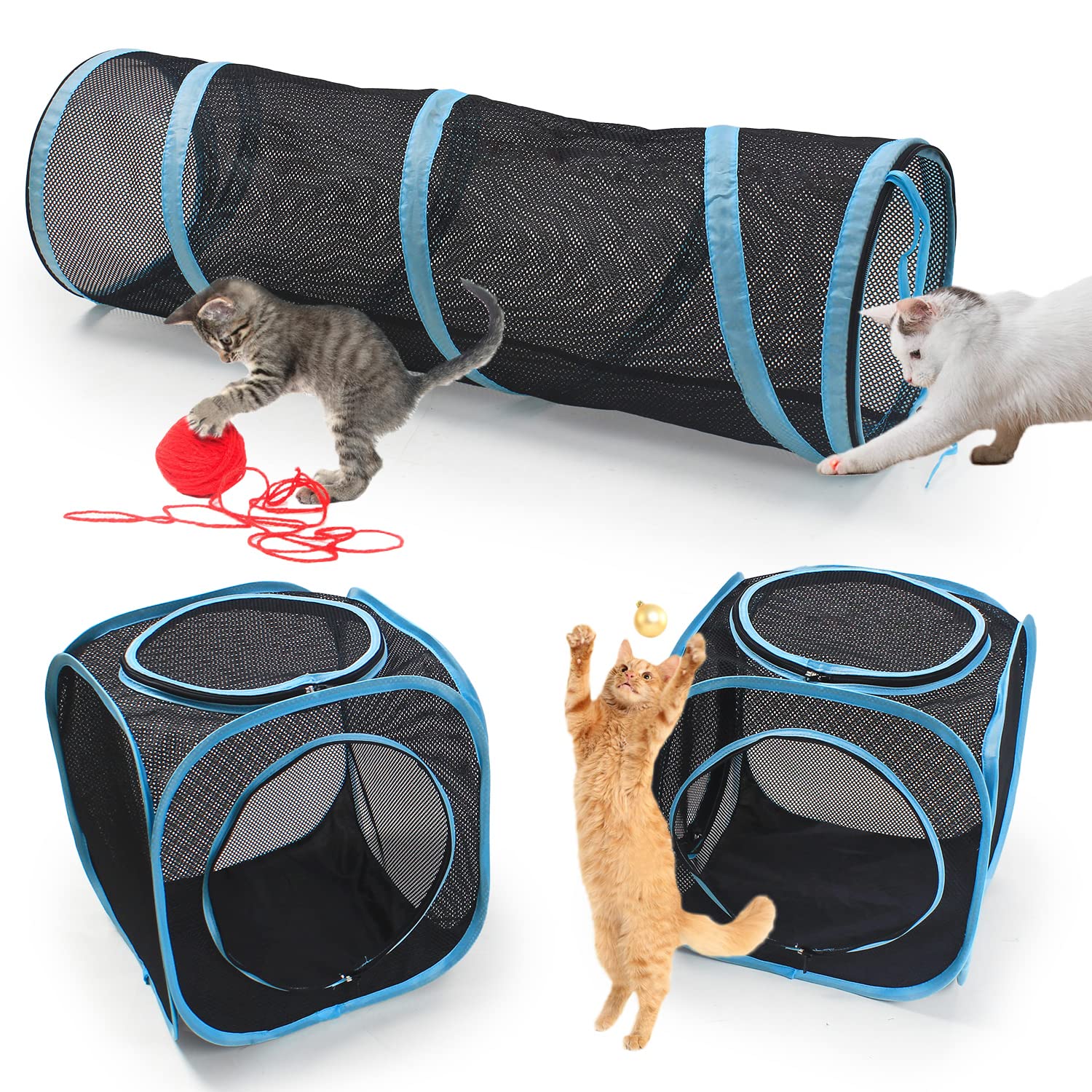 INTURN cat tunnel close-up shows durable structure for play.