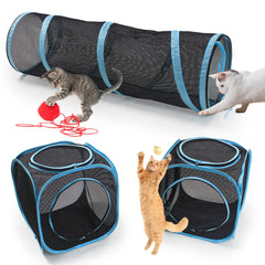 INTURN cat tunnel close-up shows durable structure for play.