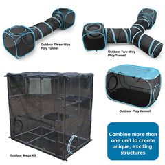 INTURN Catio Mega Kit aluminum pipes highlight durable frame for long-lasting outdoor use.