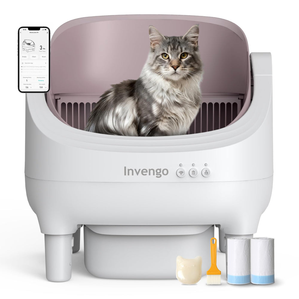 Invengo automatic cat litter box app control interface for easy scheduling and monitoring.