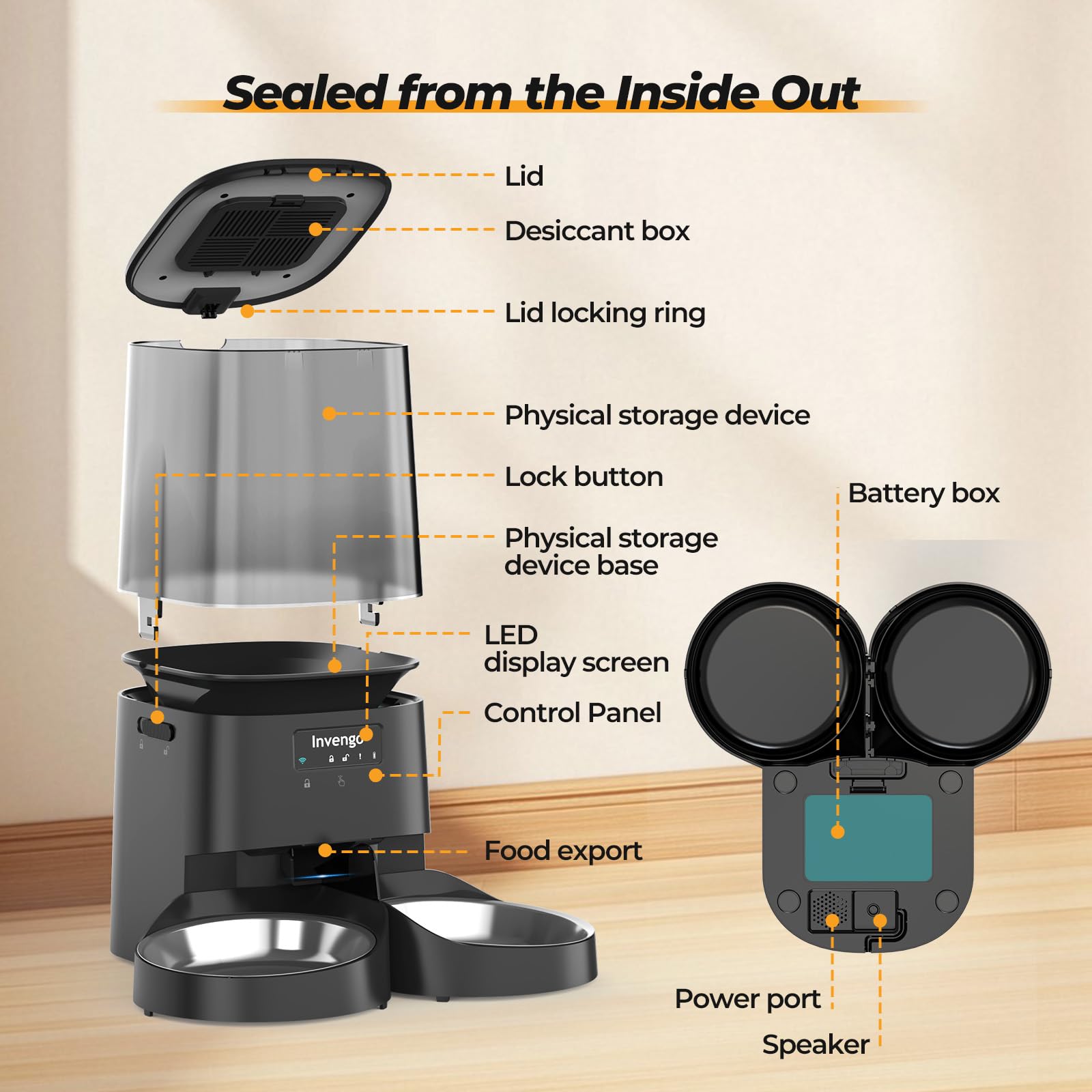 Invengo easy-clean removable parts simplify hygiene after meals.