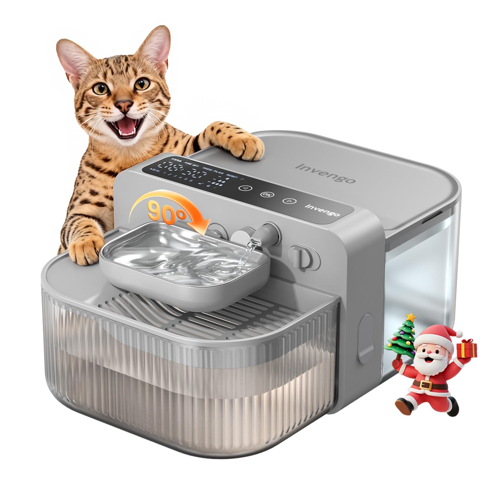 Invengo no-filter wireless cat water fountain 3.5L reservoir for continuous clean hydration.