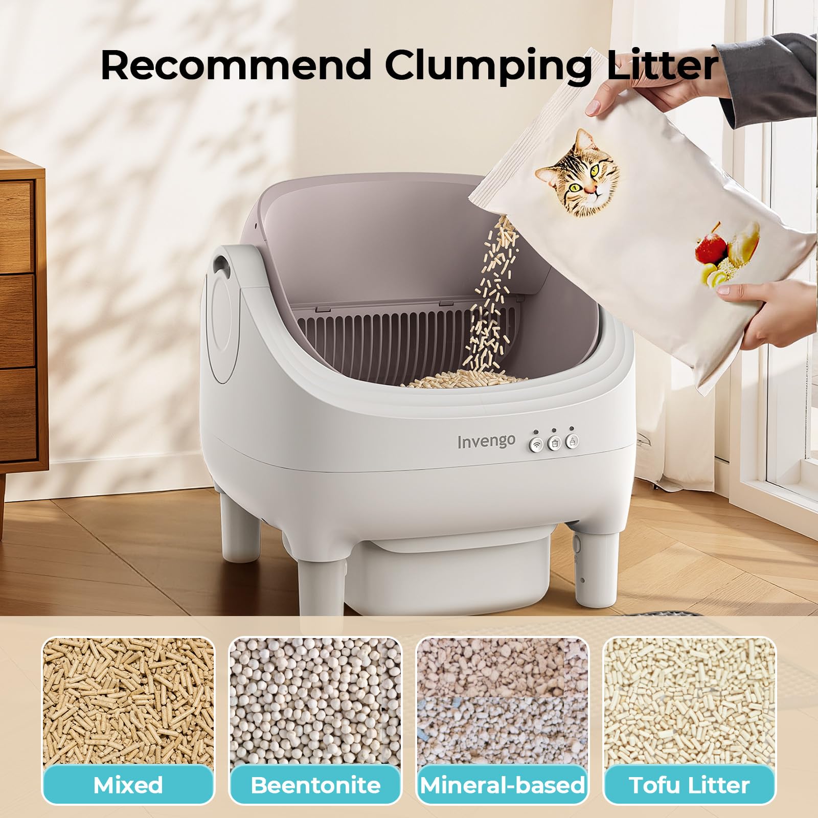 Invengo odor-control 10L bin helps keep the area fresh between cleans.