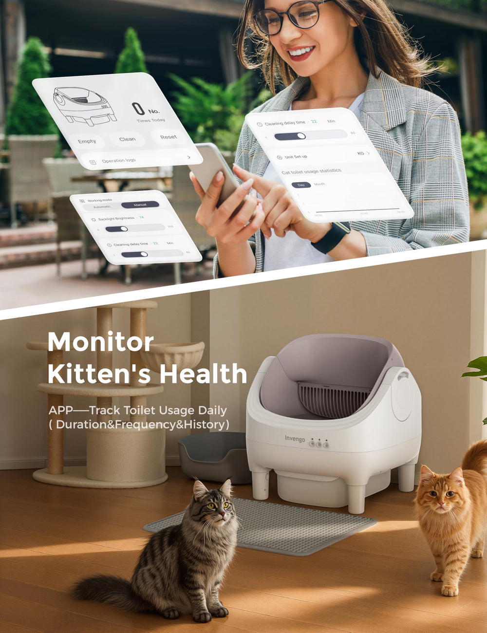 Invengo wide-entry design supports easy access for kittens to adults.