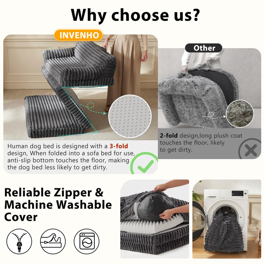 INVENHO Bed with durable zipper cover protects the foam.