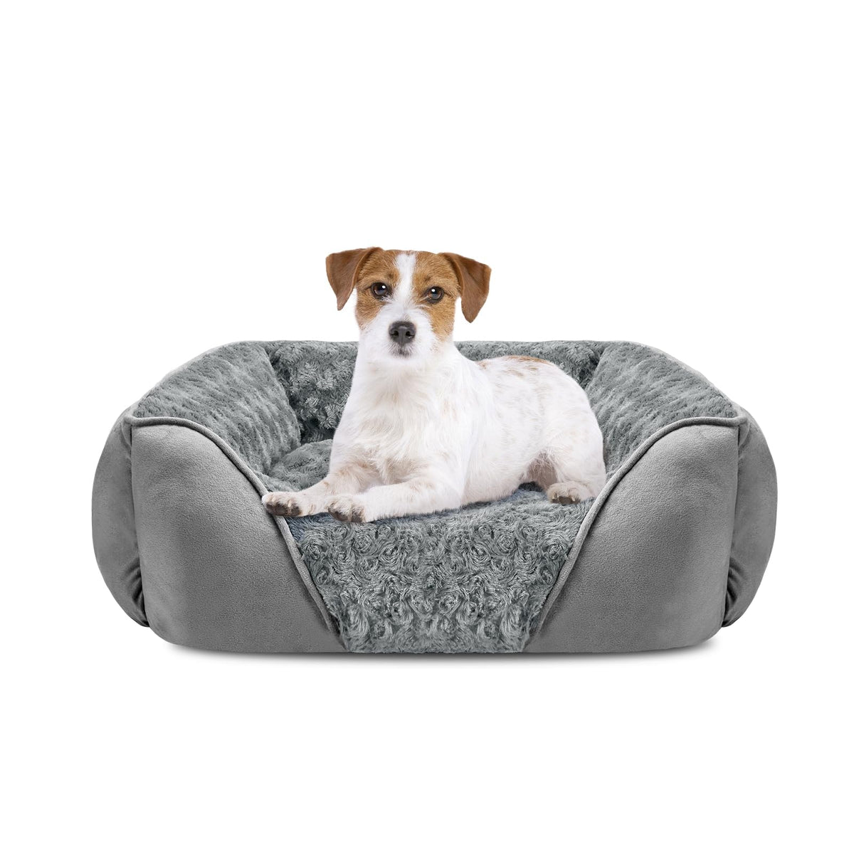 INVENHO dog bed with edge-raised-walls supports head and neck for restful naps.