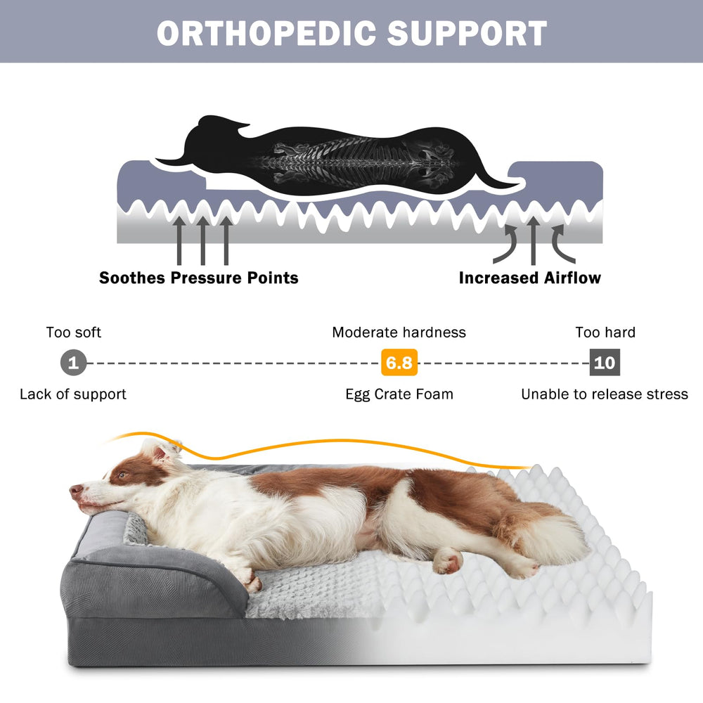 INVENHO orthopedic dog bed XXL featuring removable, machine-washable cover for easy cleaning.