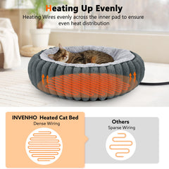 INVENHO heated bed donut side view highlights plush sherpa and raised rim for neck support
