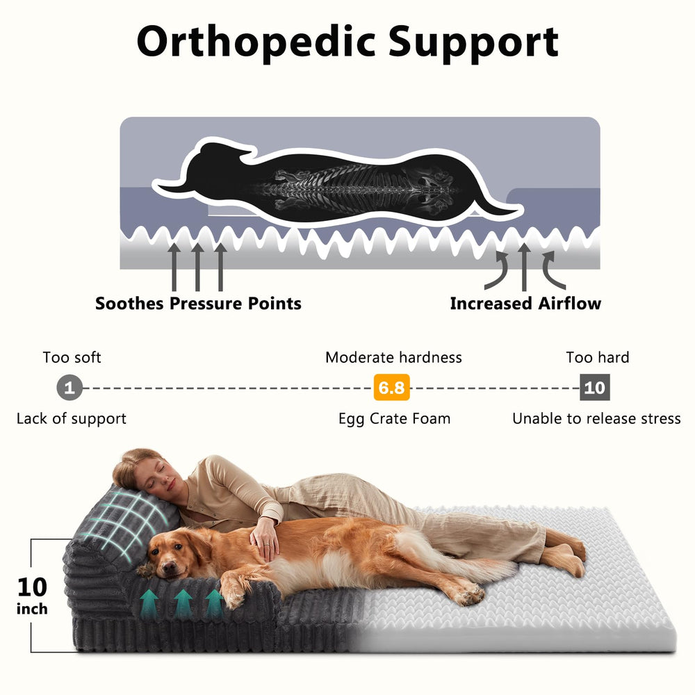 INVENHO Human Dog Bed with orthopedic egg-crate foam supports balanced rest.