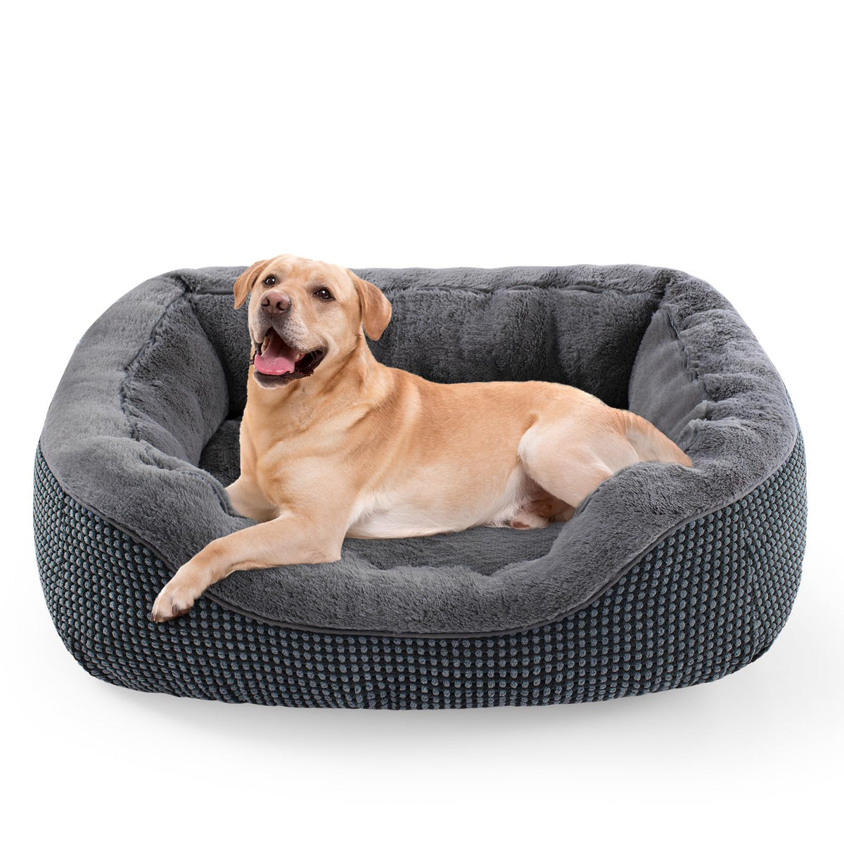 INVENHO large dog bed angle view shows roomy space for relaxed lounging.
